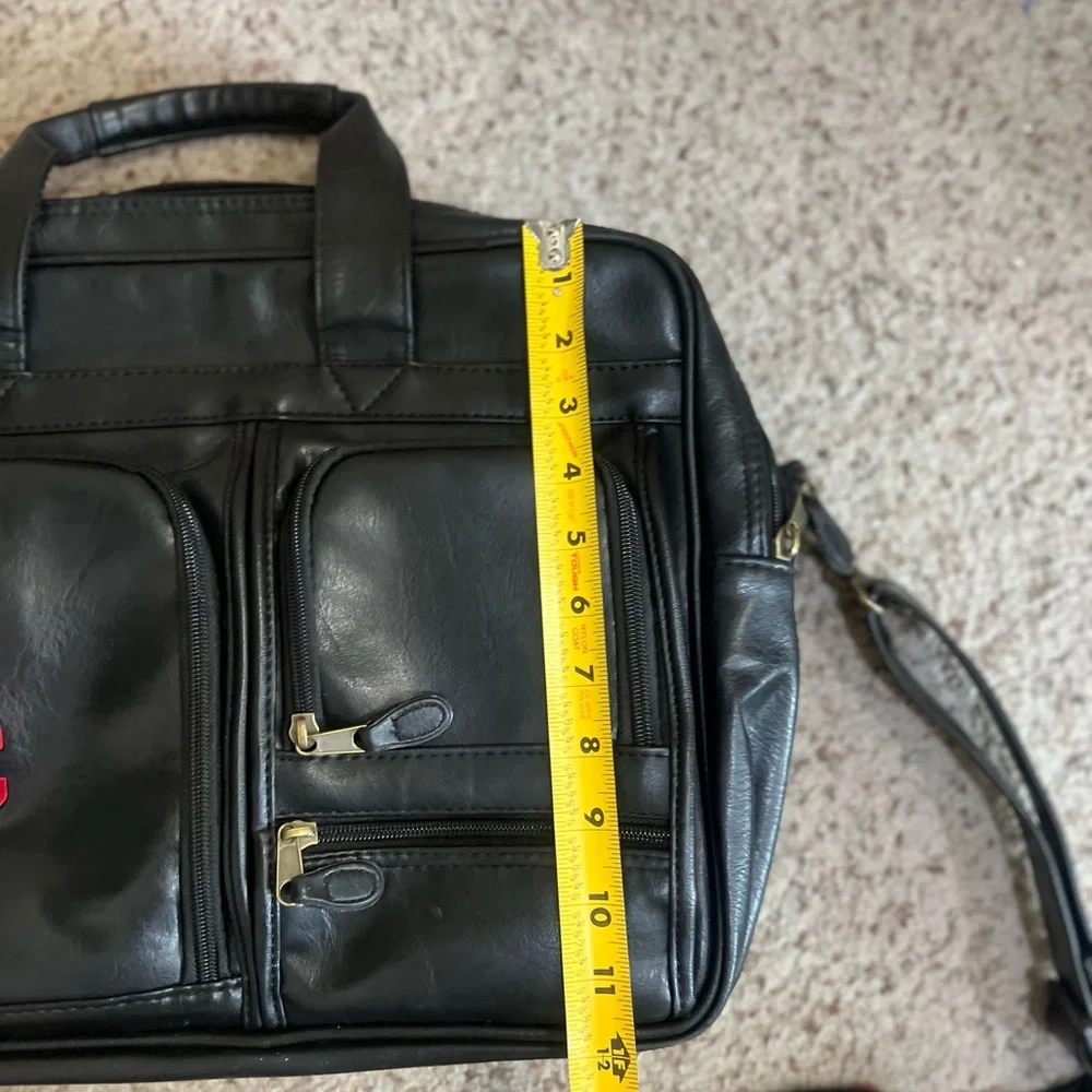 USC Logo Black Leather Briefcase Pocket Multi Compartments Portfolio Work Bag